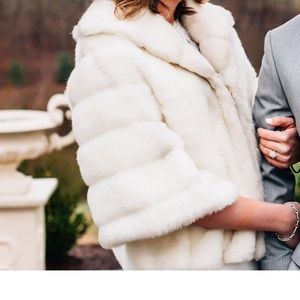 Fur 3/4 sleeve coat white/ivory